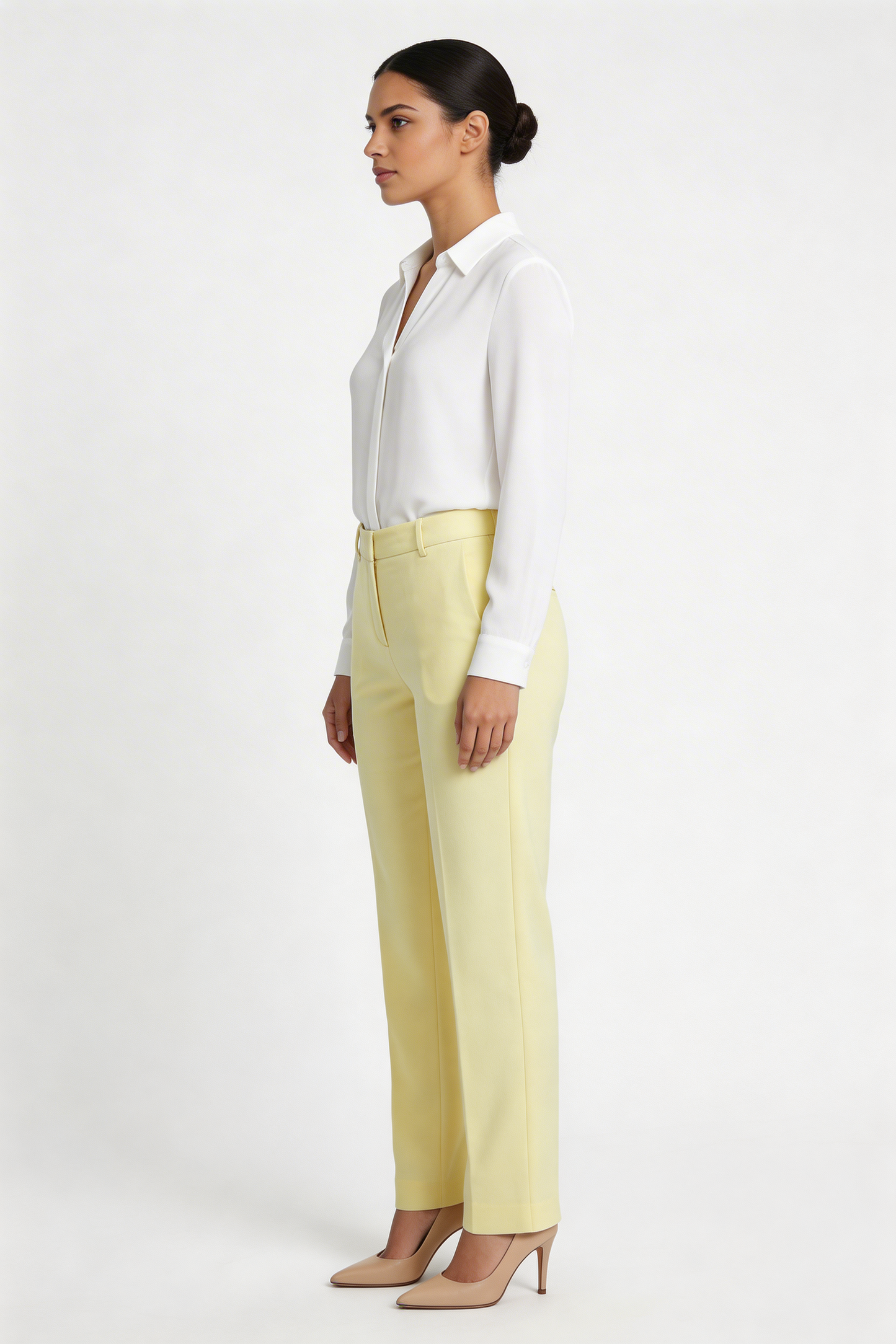Tailored Pastel Straight-Leg Pants