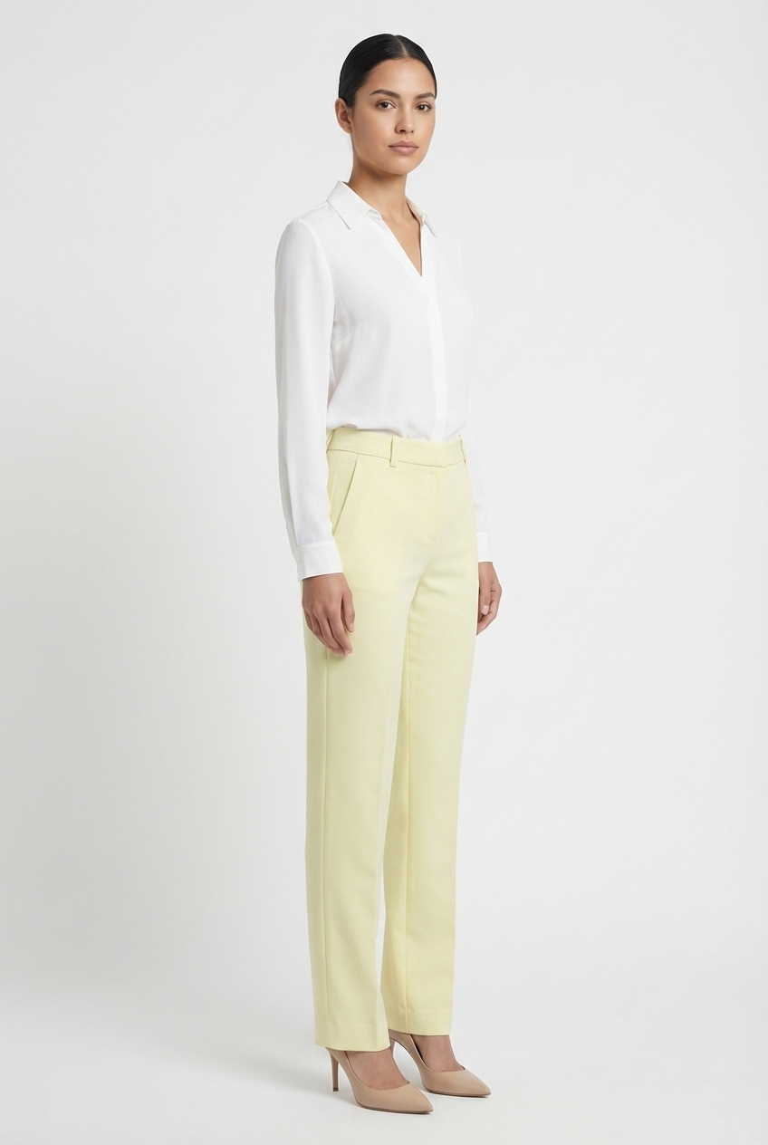 Tailored Pastel Straight-Leg Pants