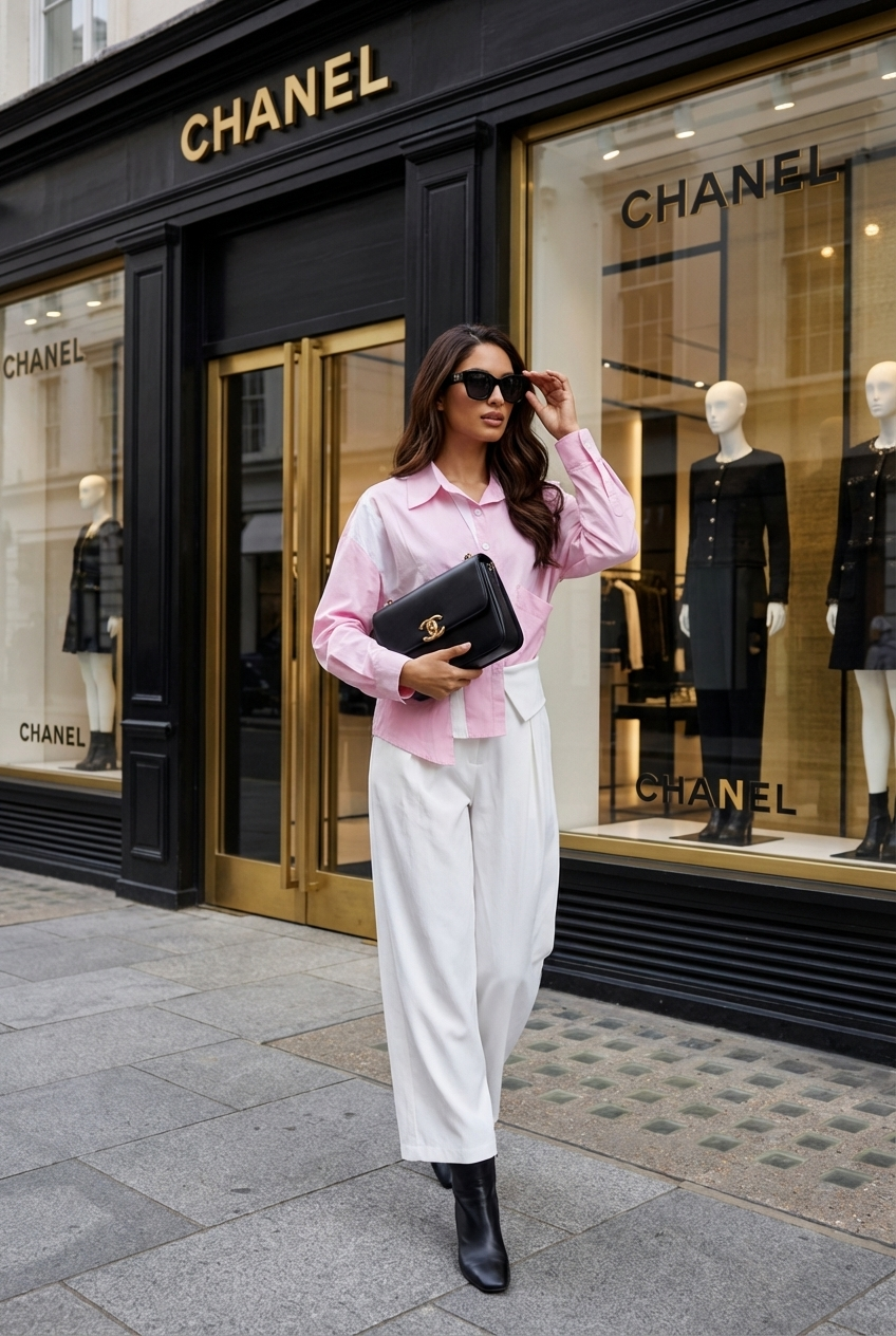 Asymmetrical Colorblock Oversized Shirt