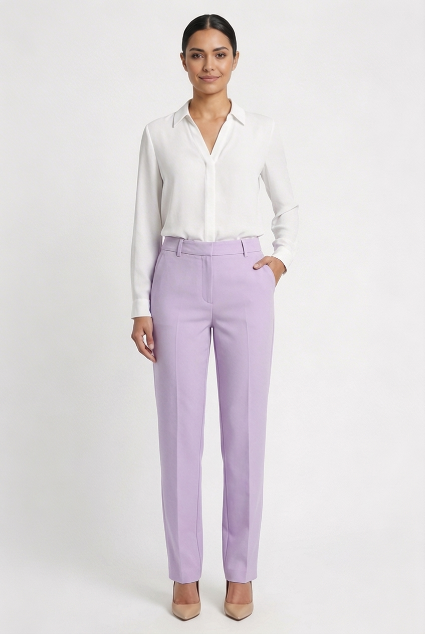 Tailored Pastel Straight-Leg Pants