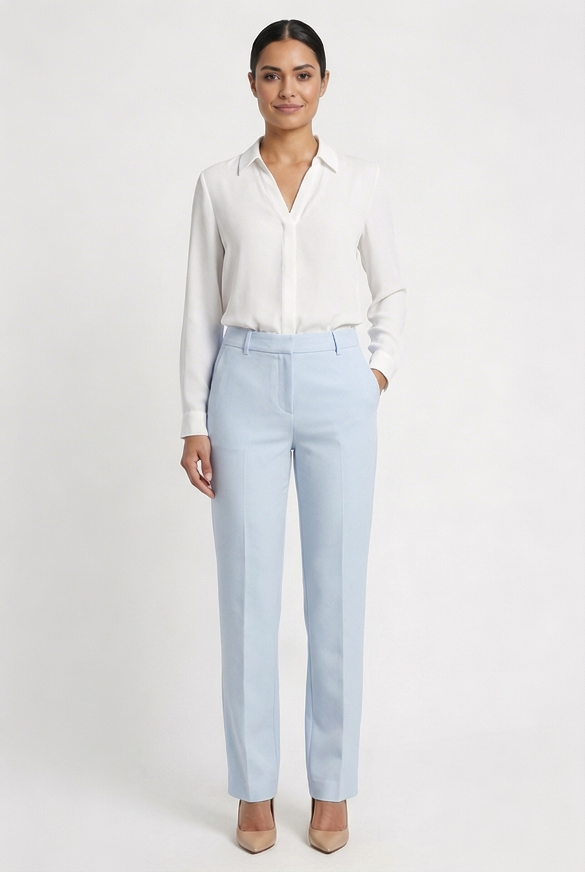 Tailored Pastel Straight-Leg Pants