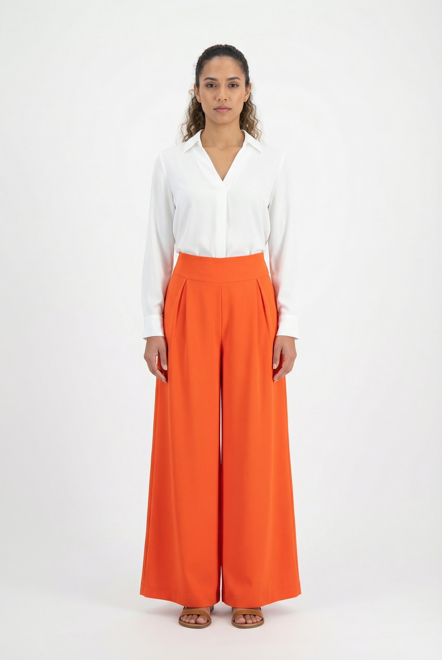 Tailored Pleated Wide-Leg Pants