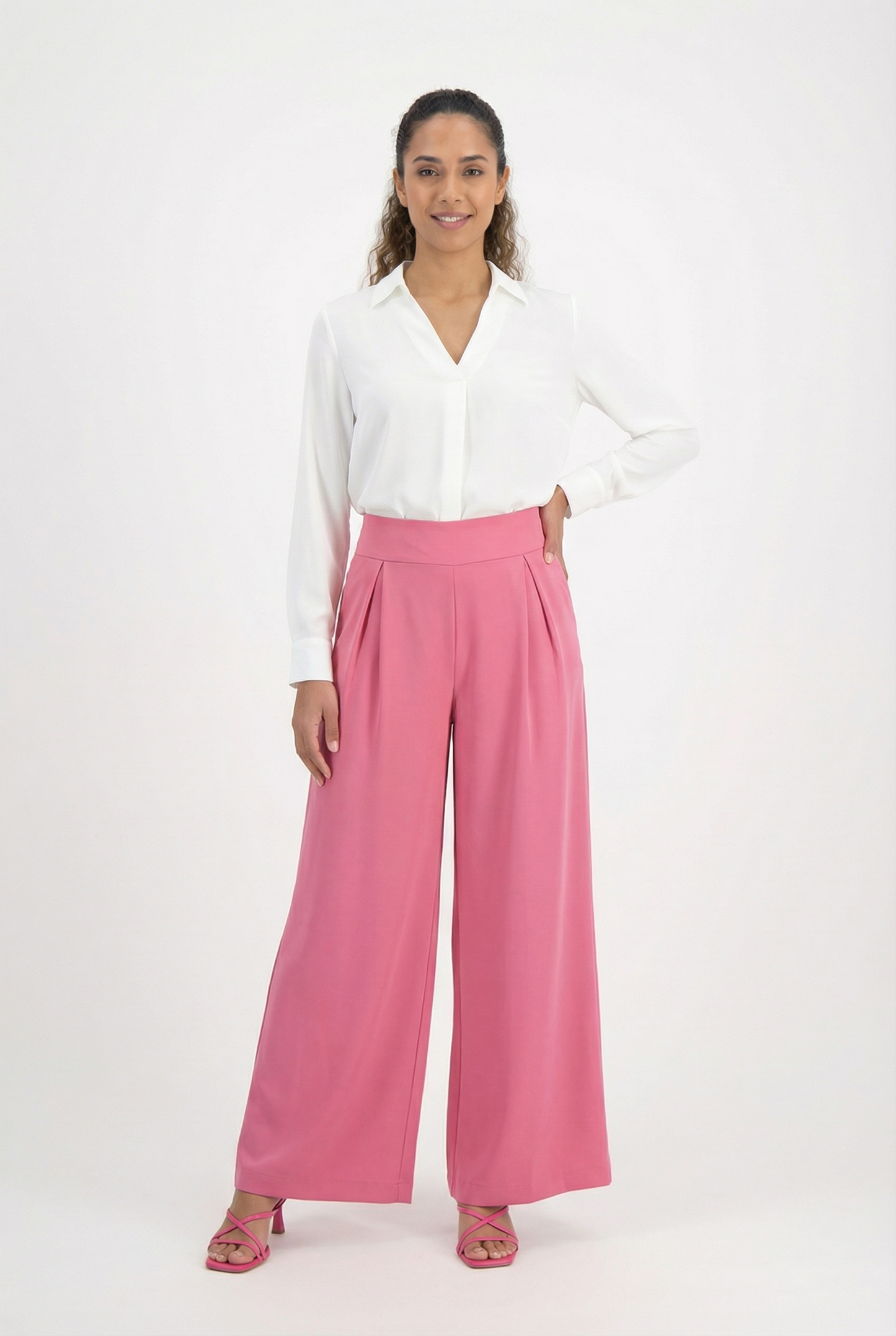 Tailored Pleated Wide-Leg Pants