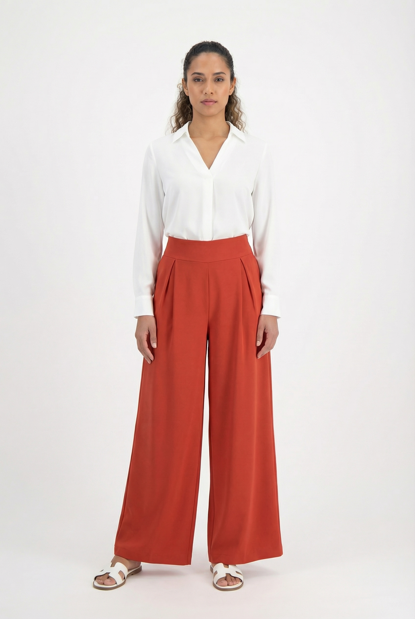 Tailored Pleated Wide-Leg Pants