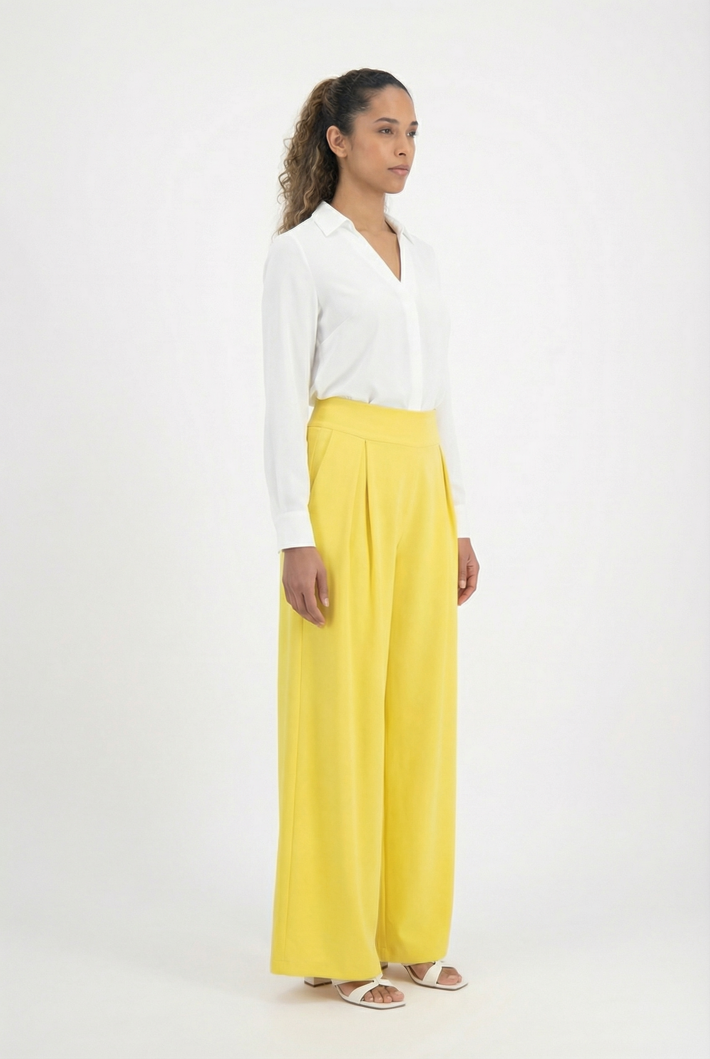 Tailored Pleated Wide-Leg Pants