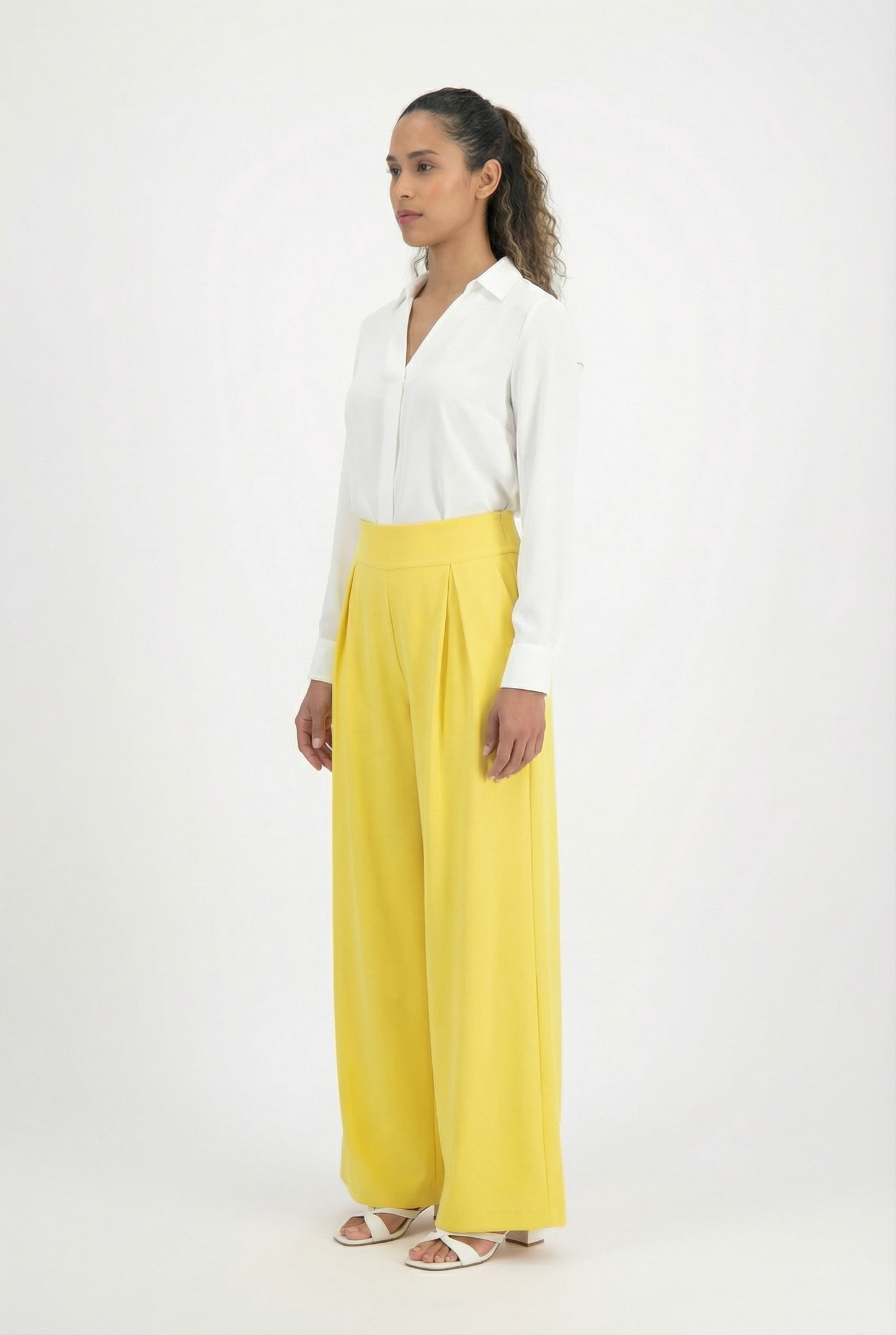 Tailored Pleated Wide-Leg Pants