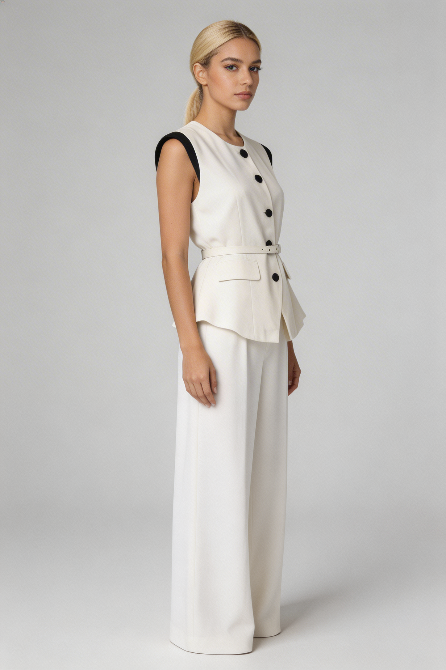 Peplum Vest & Wide-Leg Trouser Set