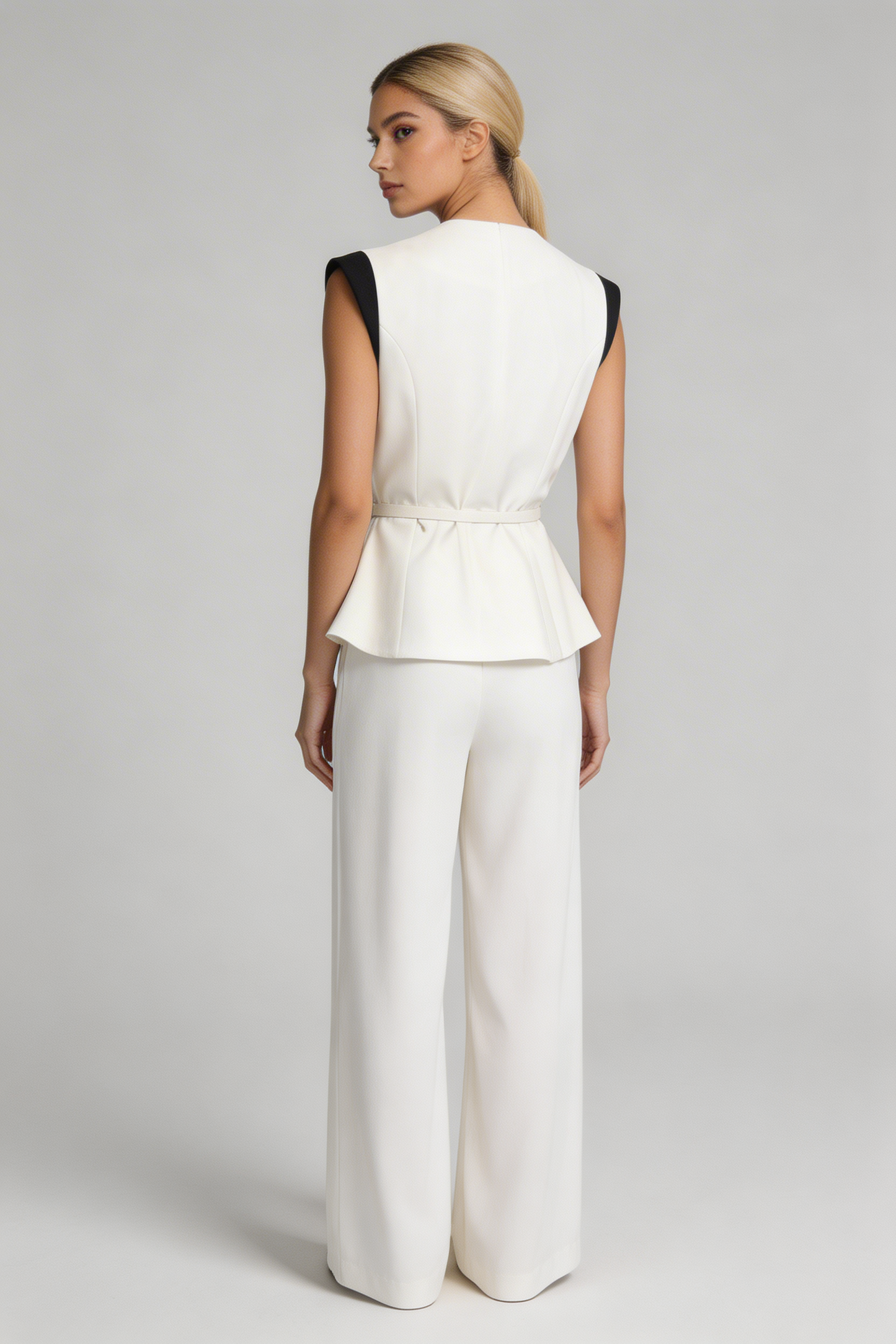 Peplum Vest & Wide-Leg Trouser Set