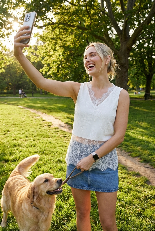 Romantic Lace-Hem Sleeveless Top