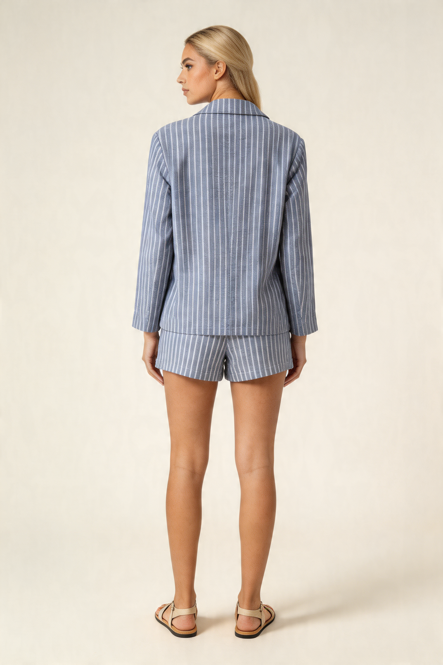 Relaxed Pinstripe Blazer & Shorts Set