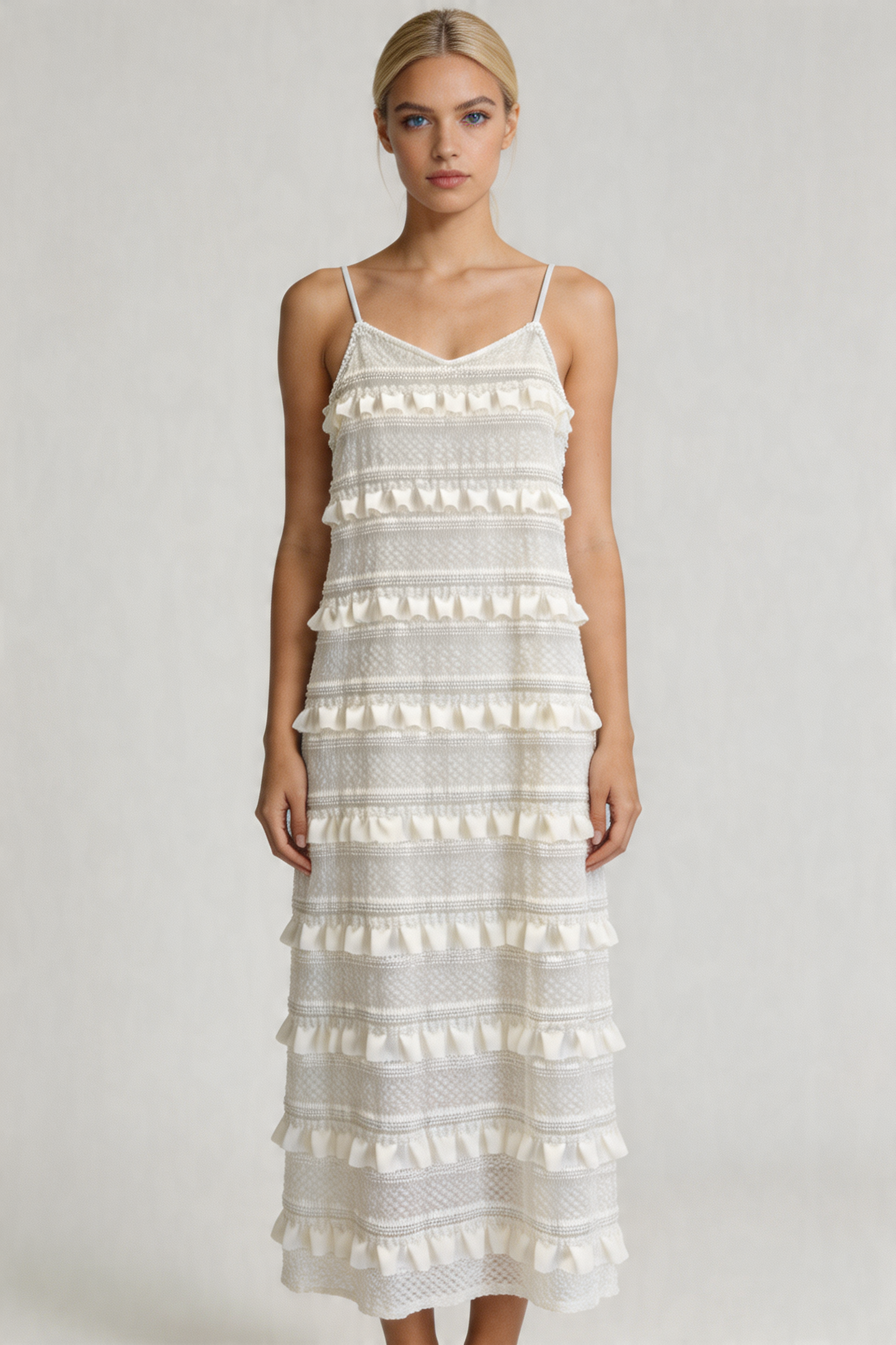 Tiered Ruffle Lace Slip Dress