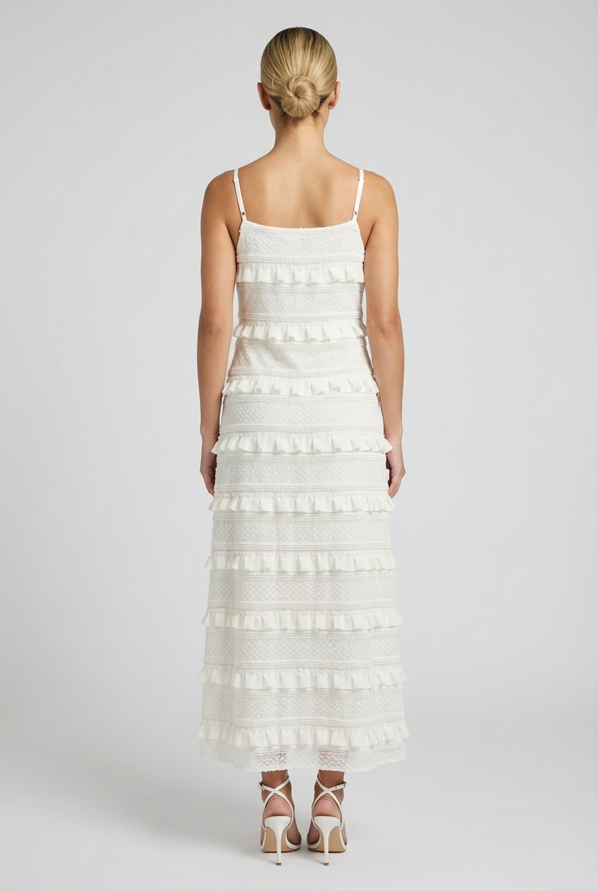 Tiered Ruffle Lace Slip Dress