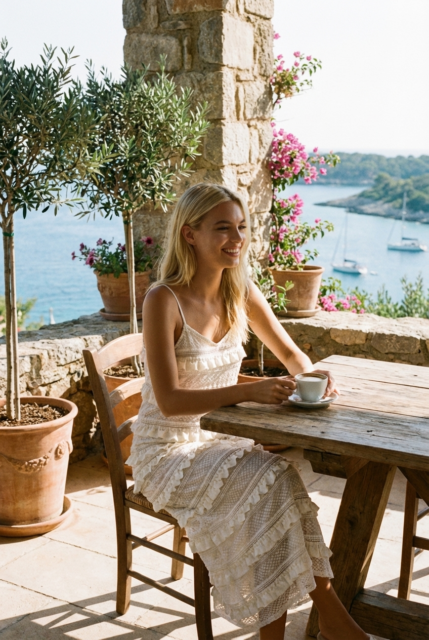 Tiered Ruffle Lace Slip Dress