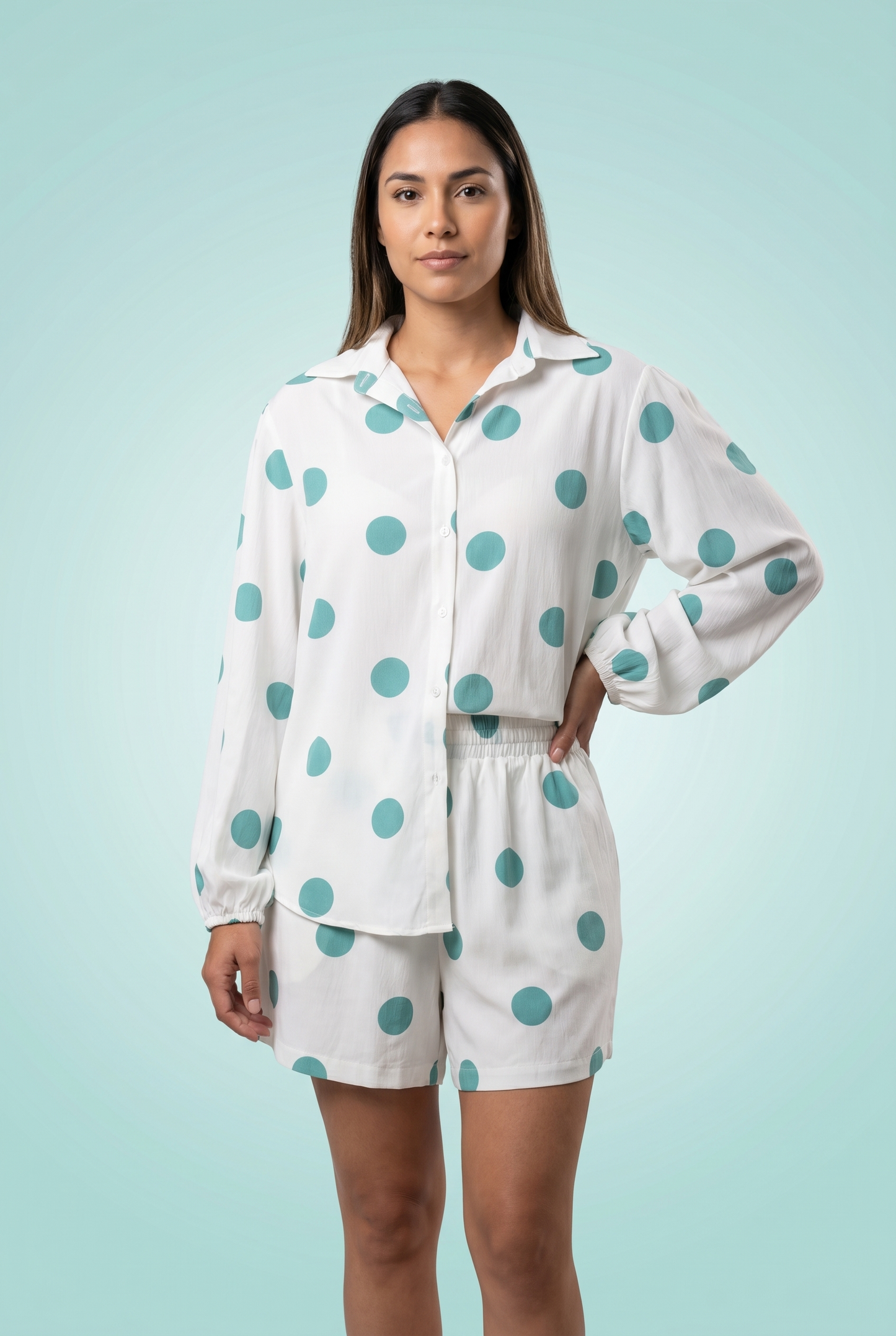 Oversized Polka Dot Short Set