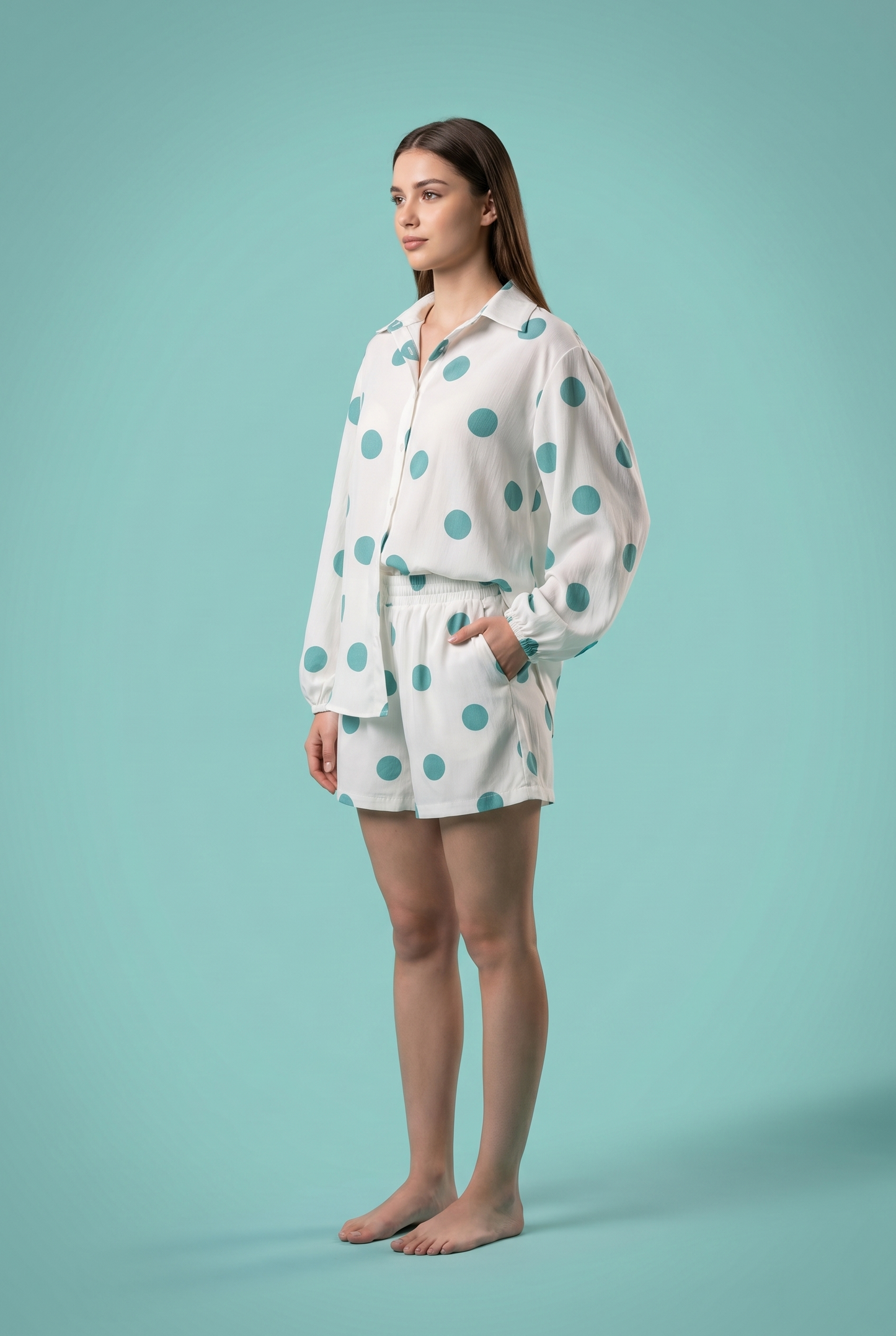 Oversized Polka Dot Short Set