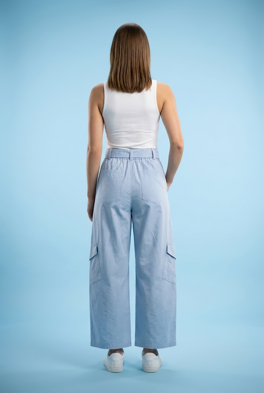 Paperbag Waist Wide-Leg Cargo Pants