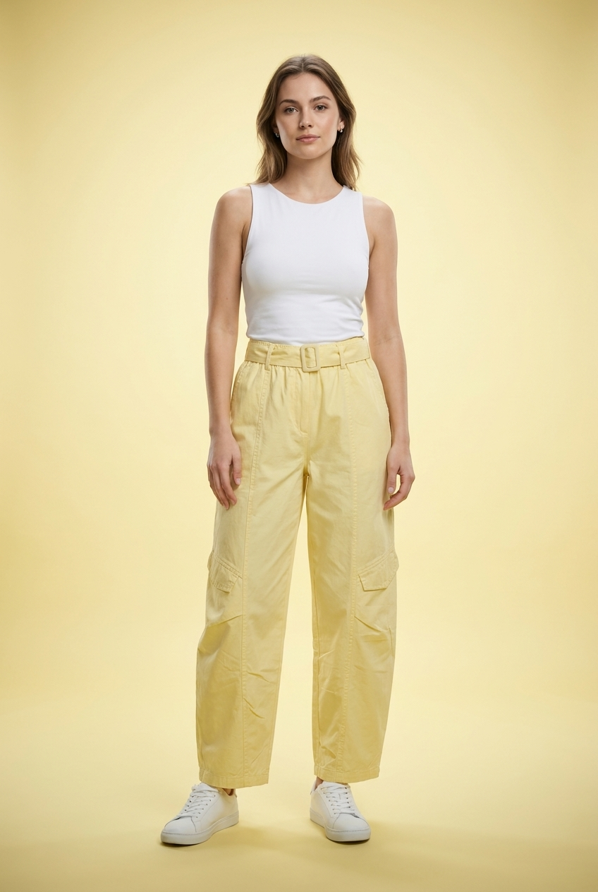 Paperbag Waist Wide-Leg Cargo Pants