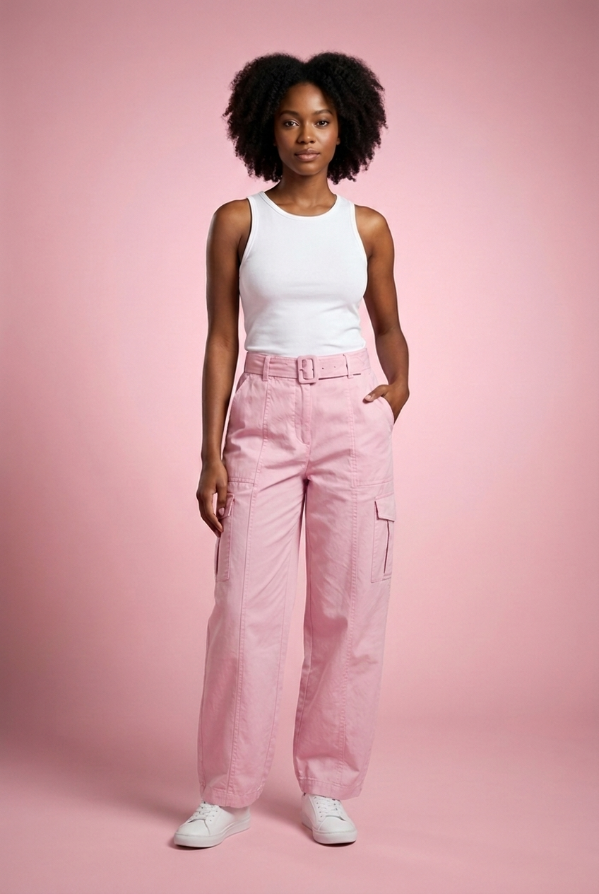 Paperbag Waist Wide-Leg Cargo Pants