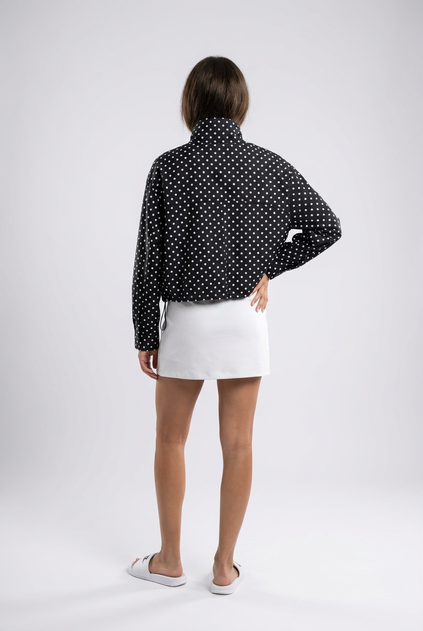 Polka Dot Cropped Drawstring Jacket
