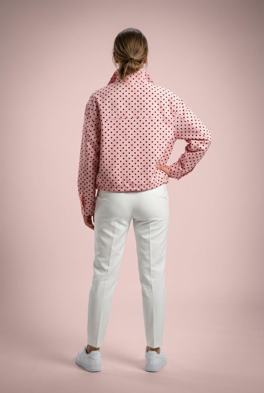 Polka Dot Cropped Drawstring Jacket