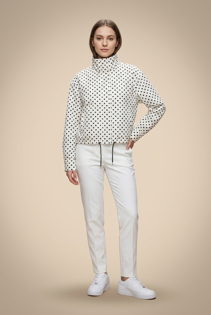 Polka Dot Cropped Drawstring Jacket