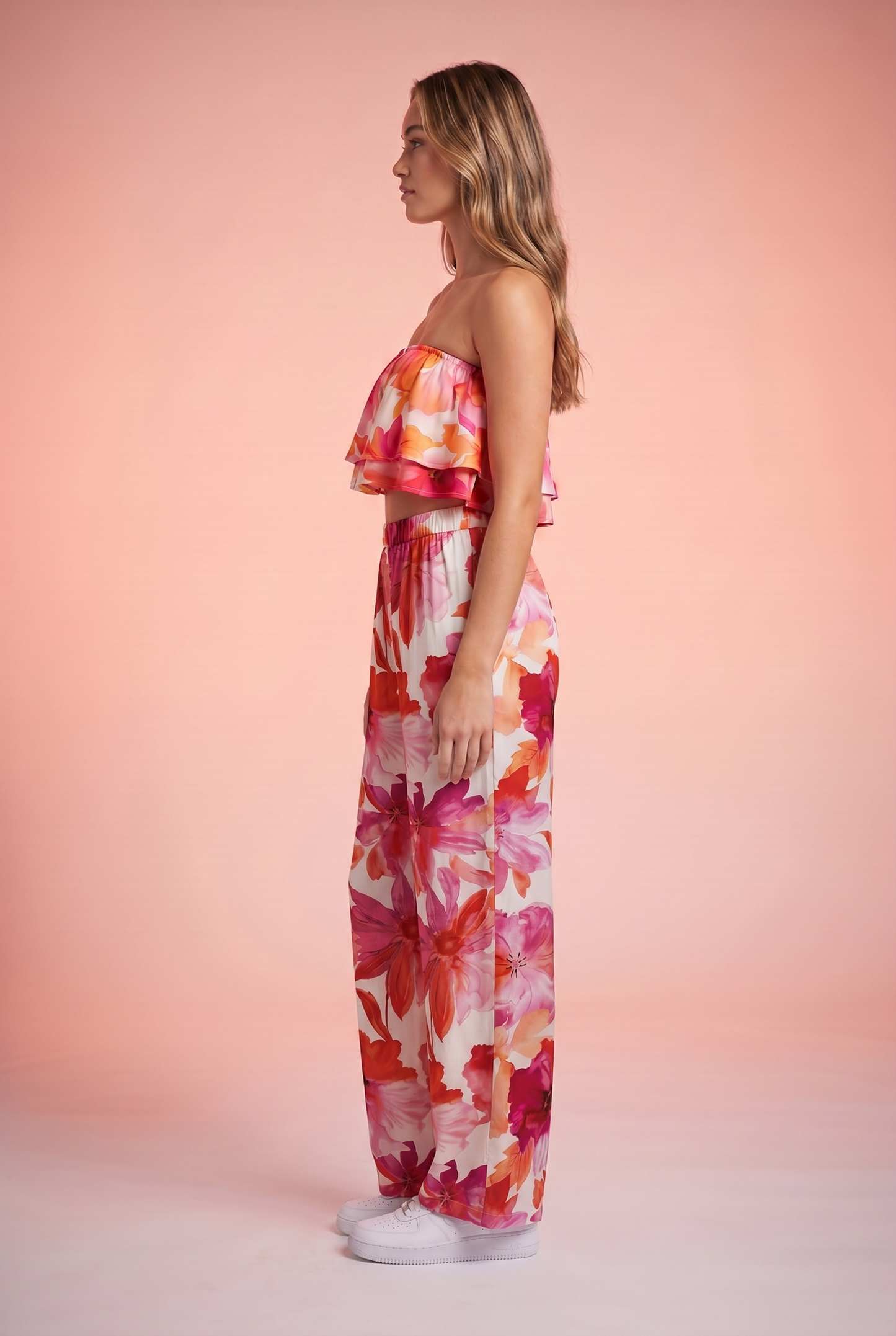 Vibrant Floral Strapless Crop Set