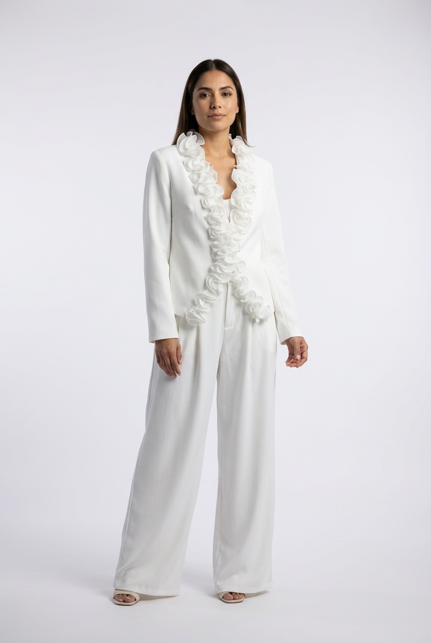 Dramatic Ruffle-Trim Suit Set