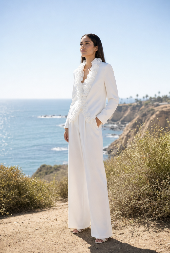 Dramatic Ruffle-Trim Suit Set