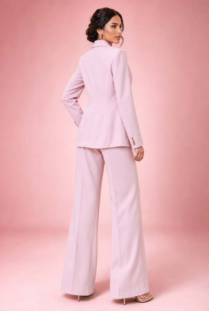 Polka Dot Sash Tailored Suit Set