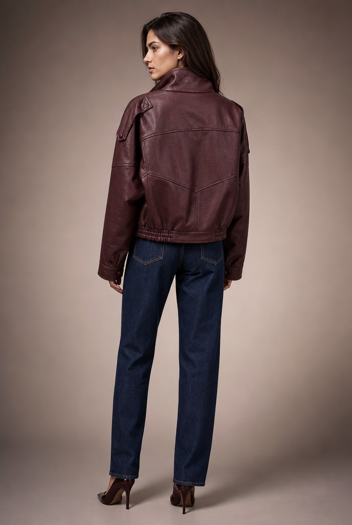 Oversized Artificial Leather Moto Jacket