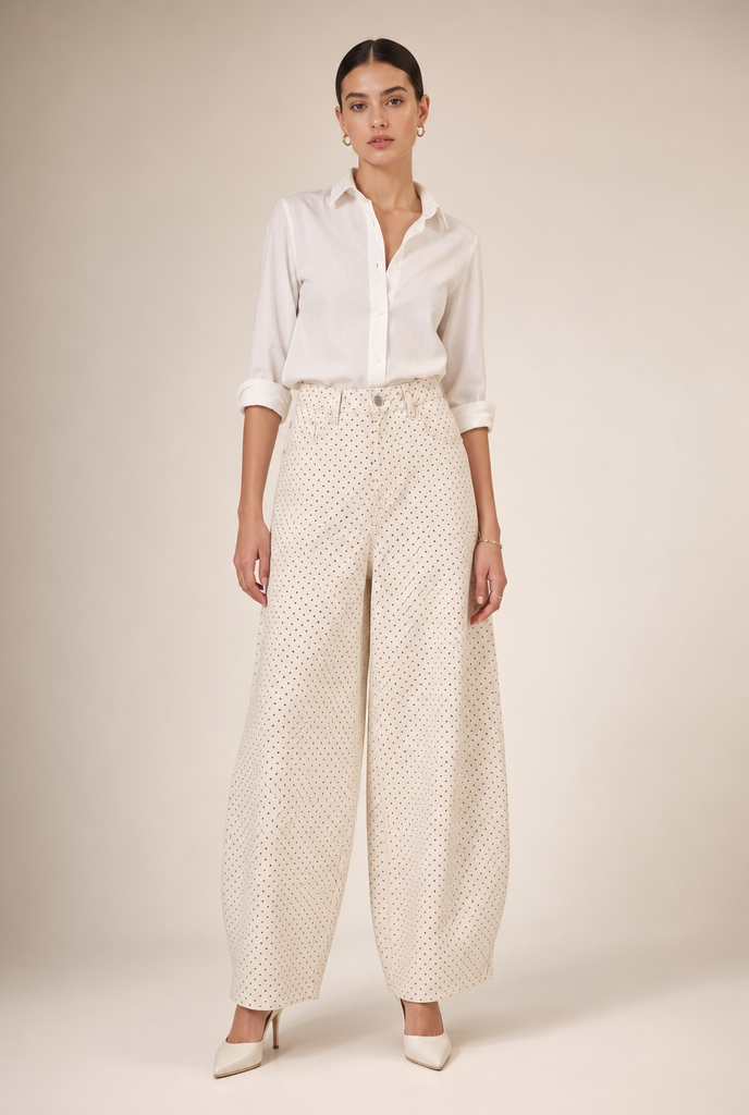 Polka Dot Wide-Leg Pants