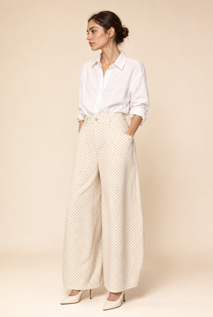 Polka Dot Wide-Leg Pants