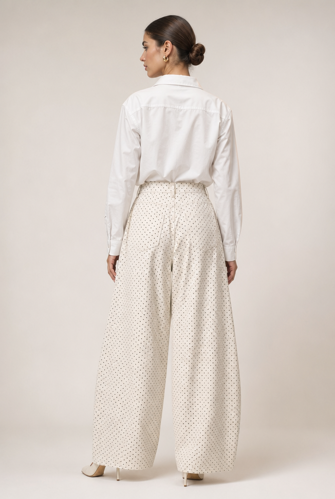 Polka Dot Wide-Leg Pants
