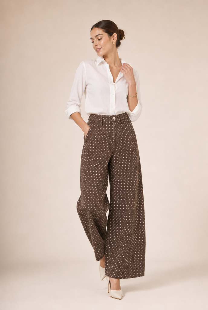 Polka Dot Wide-Leg Pants