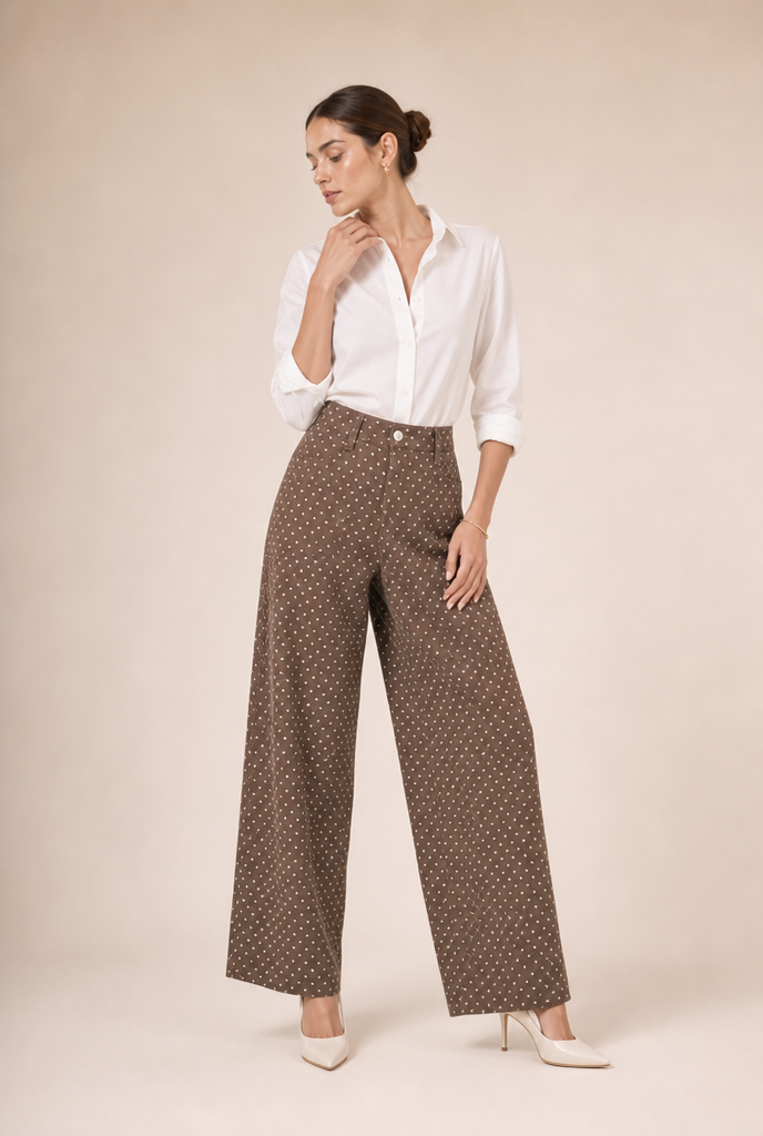 Polka Dot Wide-Leg Pants