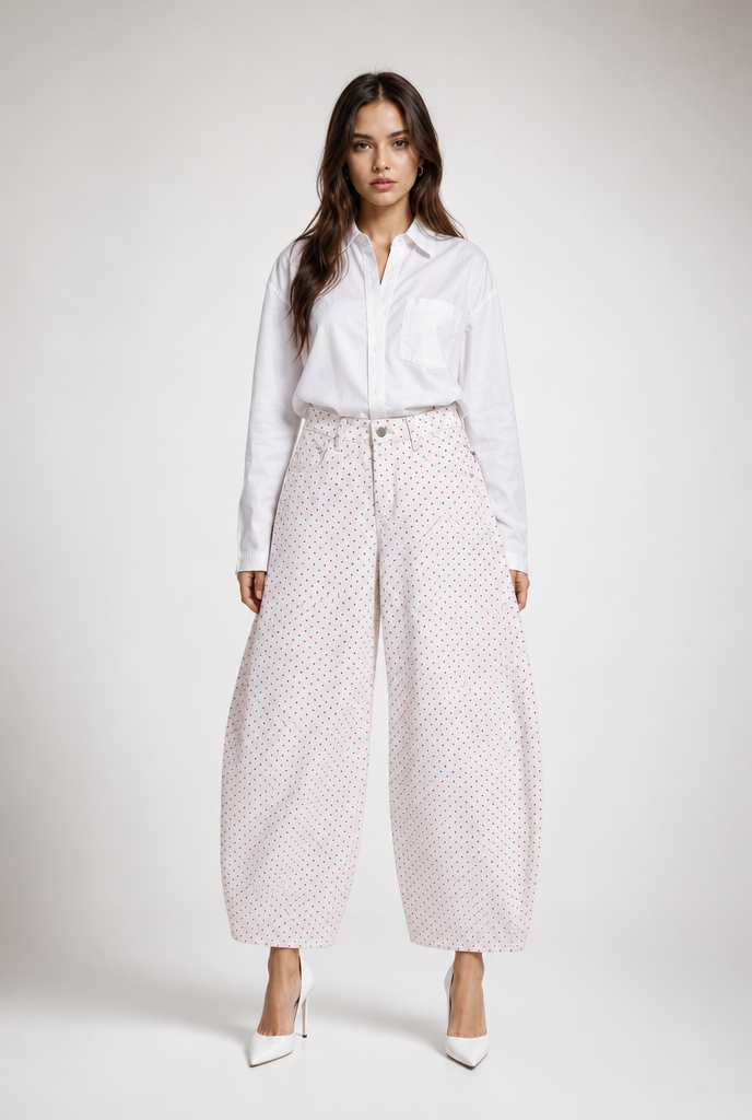 Polka Dot Wide-Leg Pants