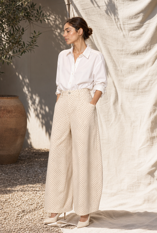 Polka Dot Wide-Leg Pants