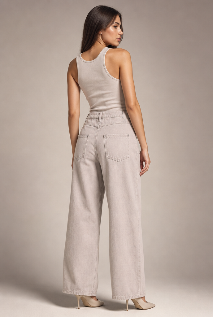 Lace-Up Fold-Over Wide-Leg Trousers