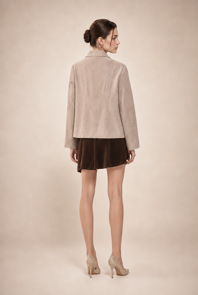 Lace-Up Detail Suede Jacket