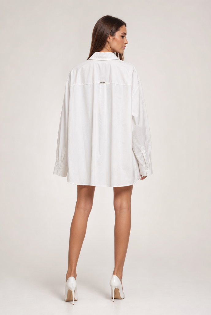 Oversized Embellished Ruched Shirt