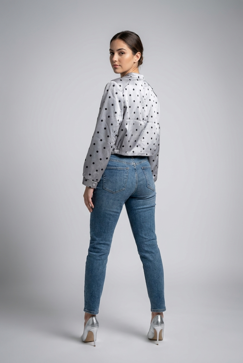 Polka Dot Satin Bomber Jacket
