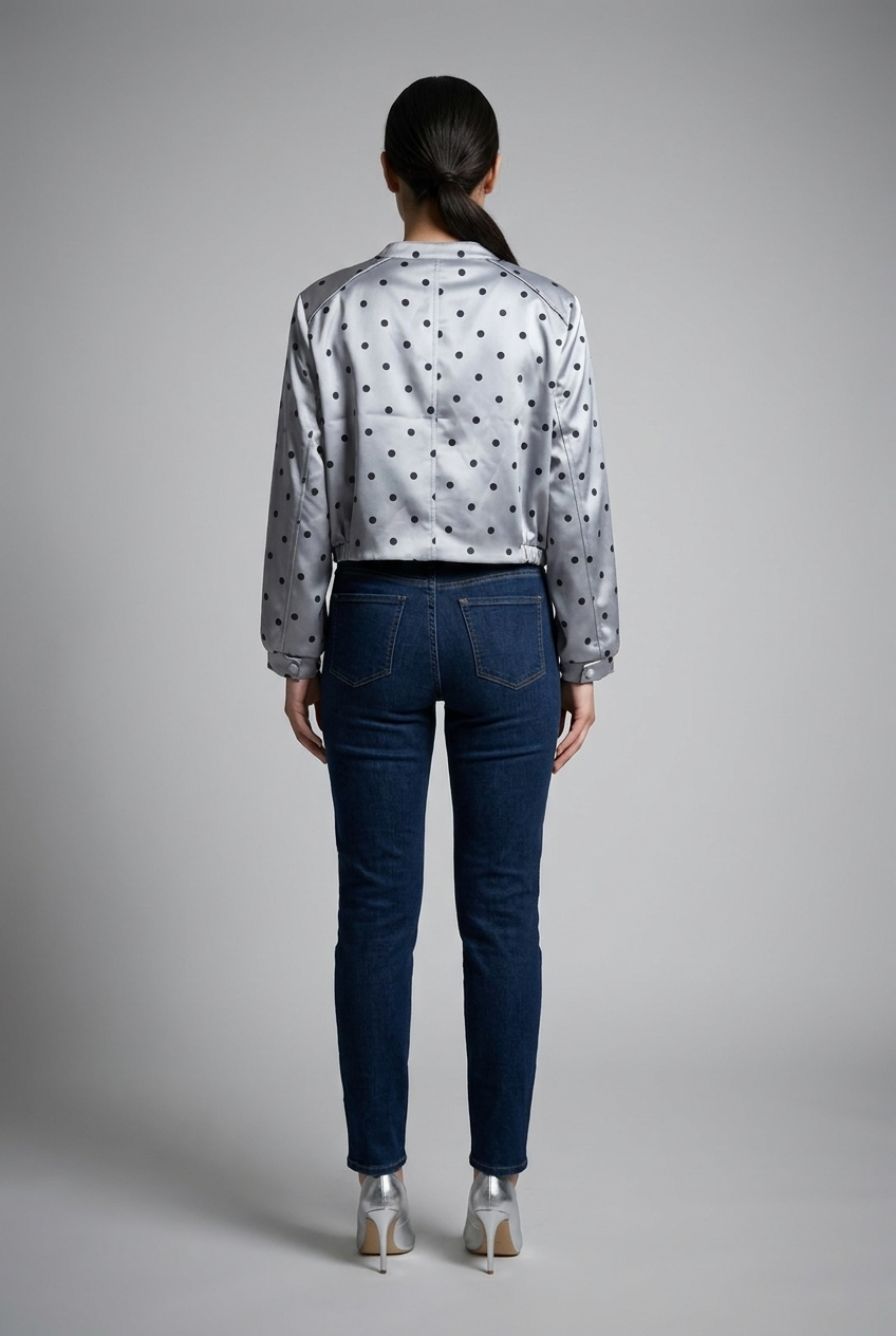 Polka Dot Satin Bomber Jacket