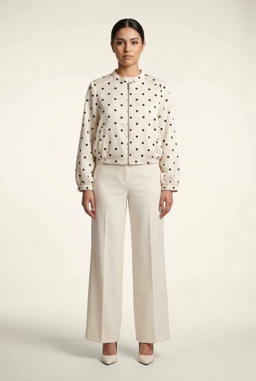 Polka Dot Satin Bomber Jacket