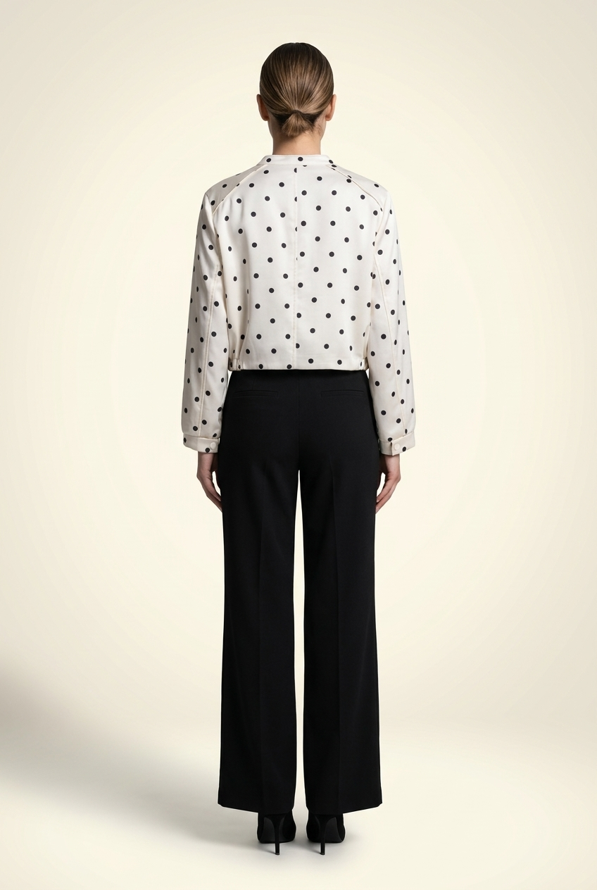 Polka Dot Satin Bomber Jacket