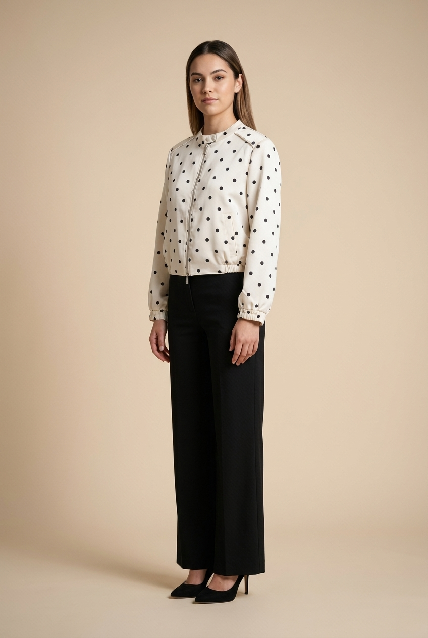 Polka Dot Satin Bomber Jacket