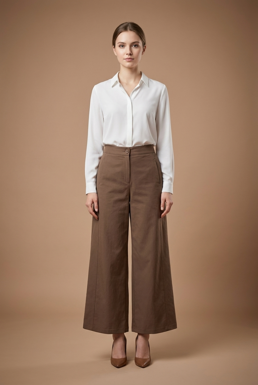 Seamed Wide-Leg Cropped Trousers