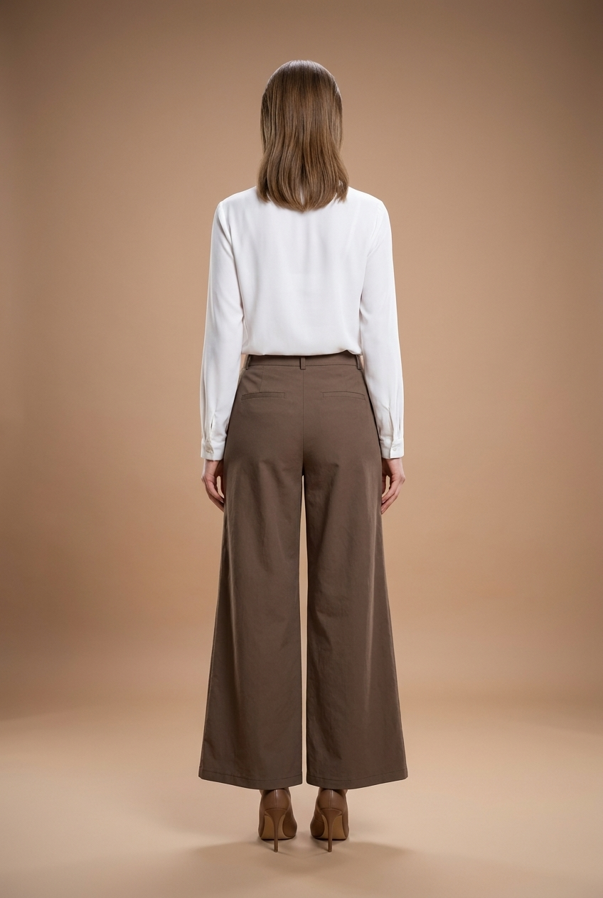 Seamed Wide-Leg Cropped Trousers