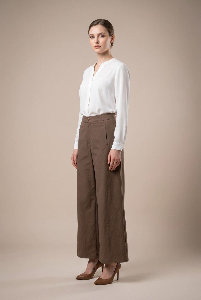 Seamed Wide-Leg Cropped Trousers