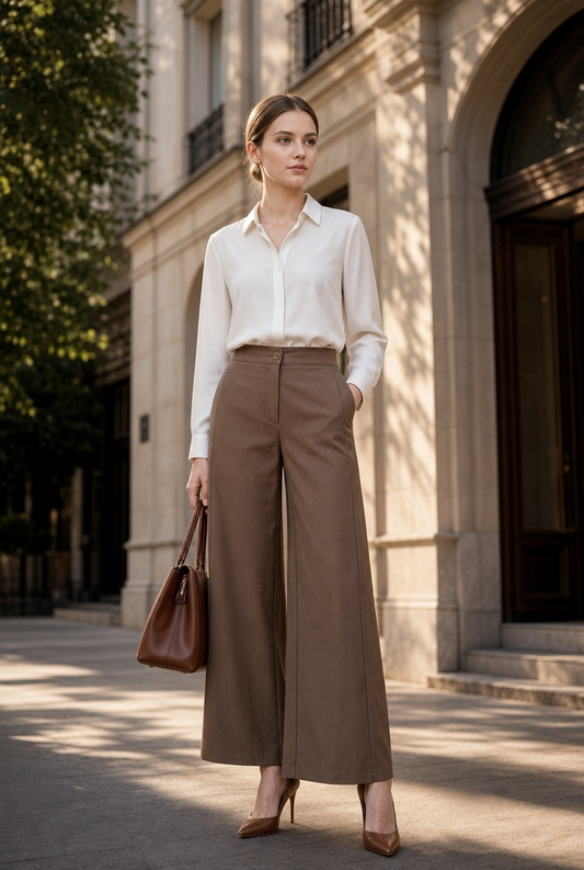 Seamed Wide-Leg Cropped Trousers