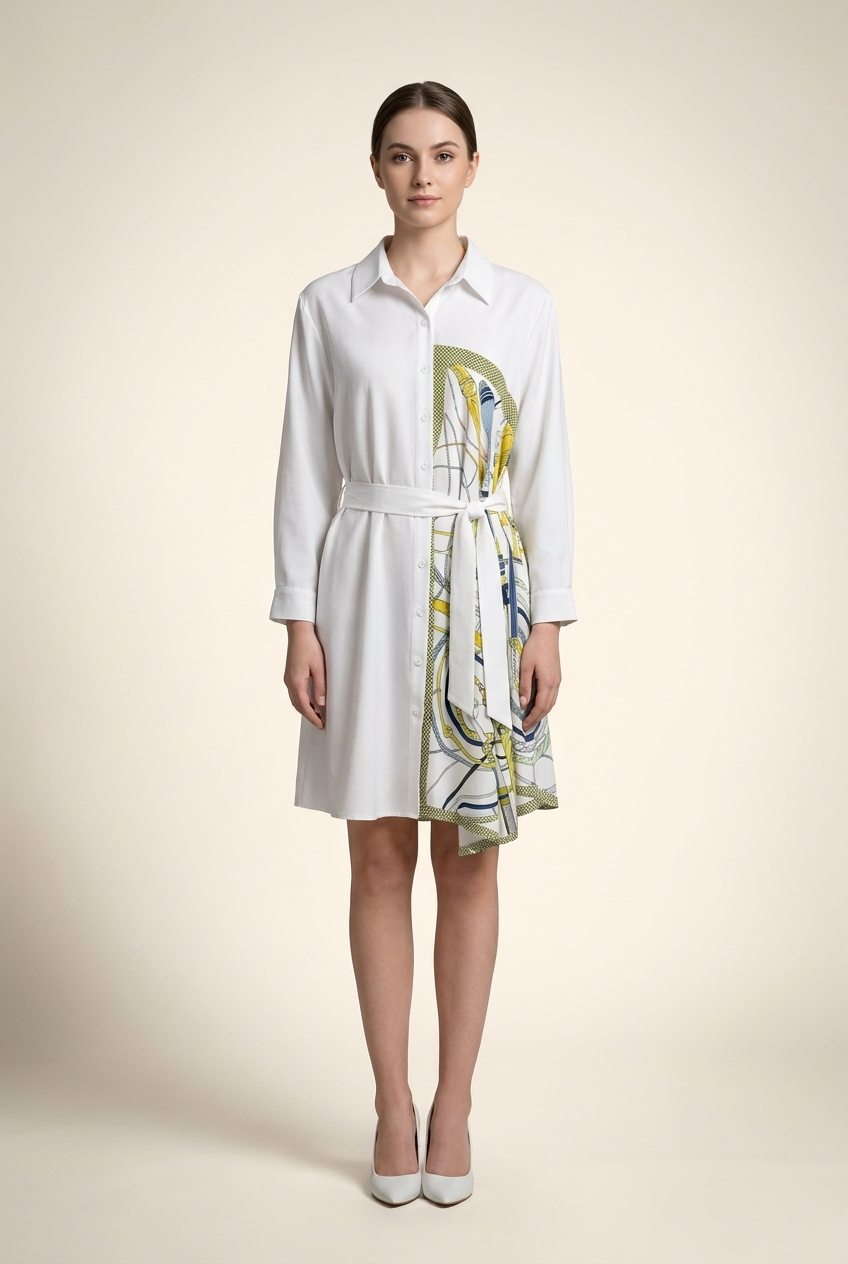 Scarf Print Shirt Dress